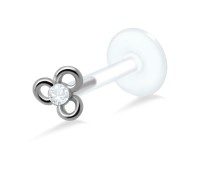 Flower Shaped Stone Set Labrets Push-in LA-378